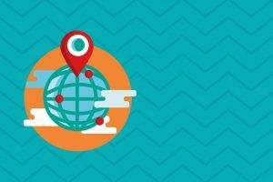 An illustration of a geographic pin location, symbolizing types of content to improve your local SEO.